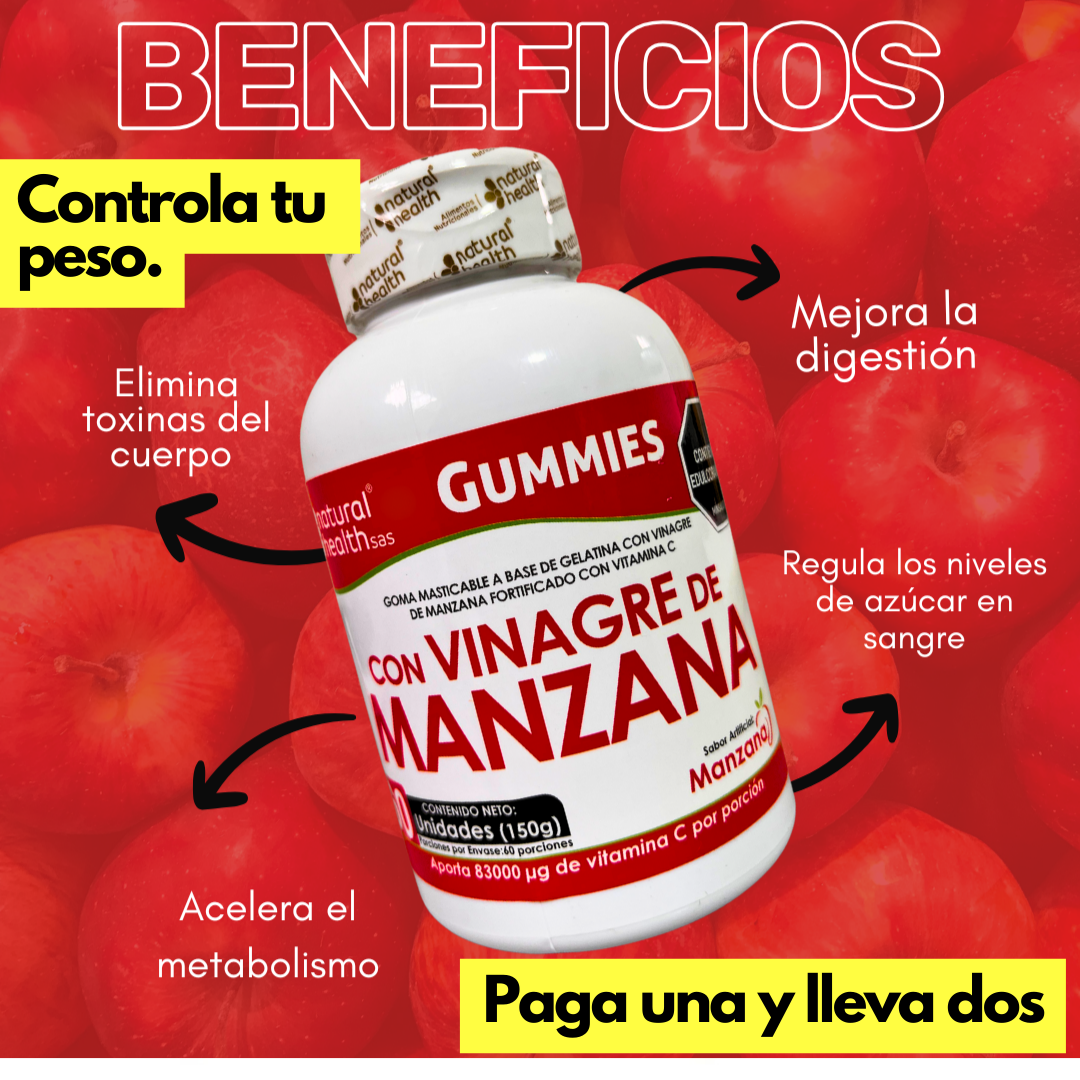 🧃 VINAGRE DE MANZANA EN GOMITAS 🍎 Paga 1 y lleva 2           🚨2x1🚨